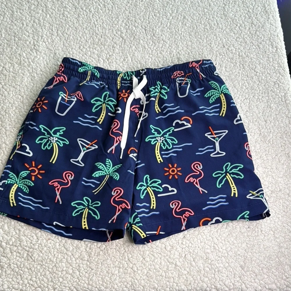 Chubbies Navy Tropical Print Swim Trunks